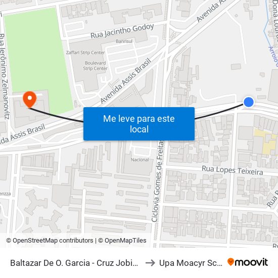 Baltazar De O. Garcia - Cruz Jobim Bc to Upa Moacyr Scliar map