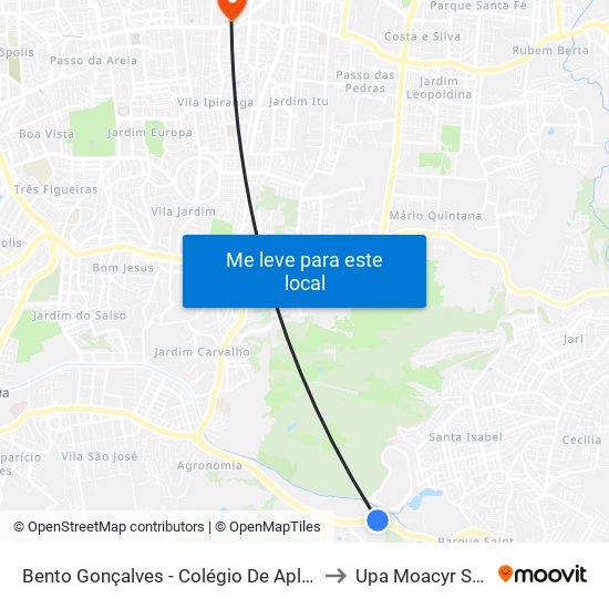 Bento Gonçalves - Colégio De Aplicação to Upa Moacyr Scliar map