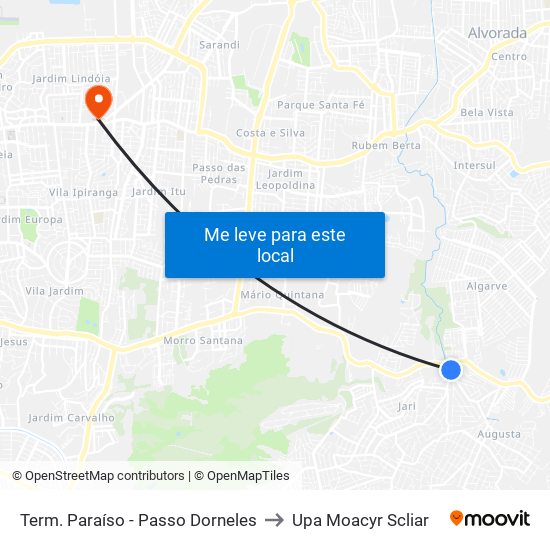 Term. Paraíso - Passo Dorneles to Upa Moacyr Scliar map