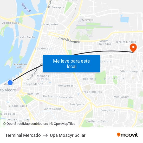 Terminal Mercado to Upa Moacyr Scliar map