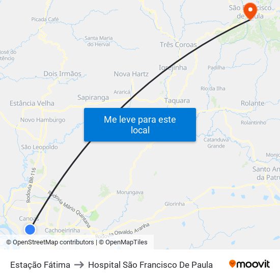 Estação Fátima to Hospital São Francisco De Paula map