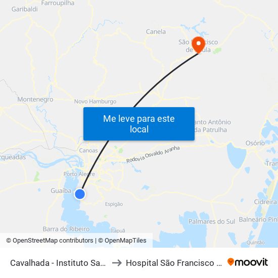 Cavalhada - Instituto Santa Luzia to Hospital São Francisco De Paula map