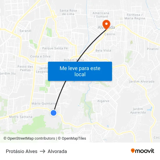 Protásio Alves to Alvorada map