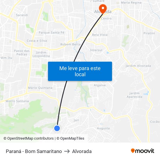 Paraná - Bom Samaritano to Alvorada map