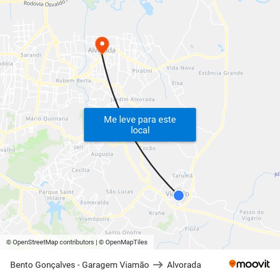 Bento Gonçalves - Garagem Viamão to Alvorada map