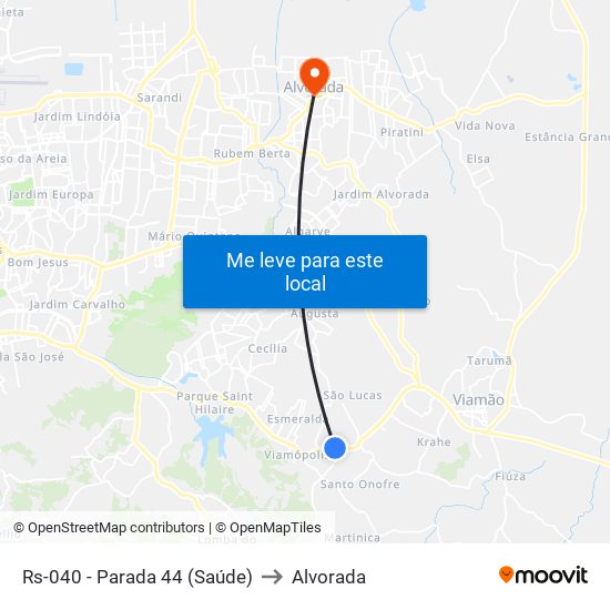 Rs-040 - Parada 44 (Saúde) to Alvorada map