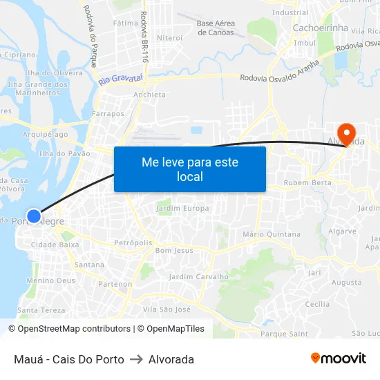 Mauá - Cais Do Porto to Alvorada map