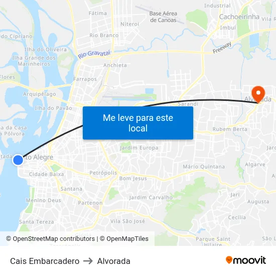 Cais Embarcadero to Alvorada map