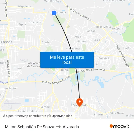 Milton Sebastião De Souza to Alvorada map