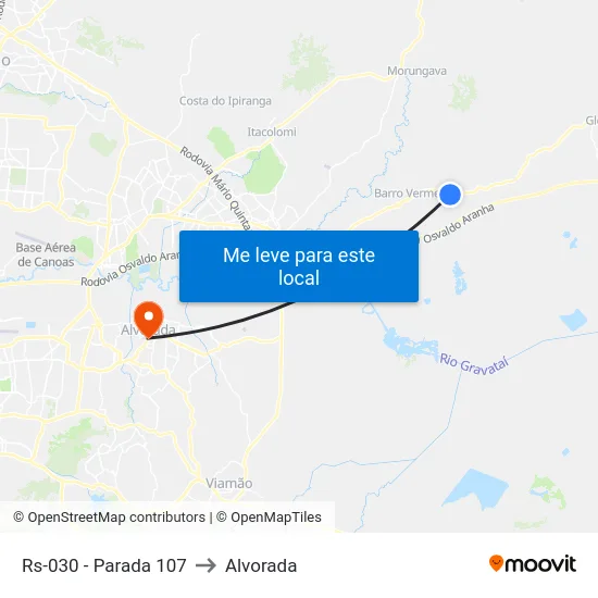 Rs-030 - Parada 107 to Alvorada map