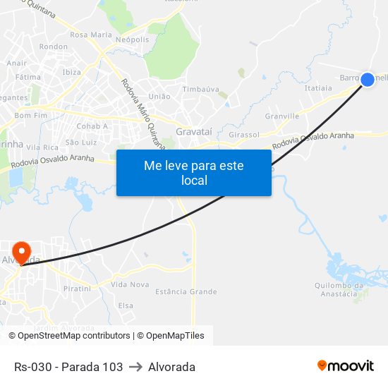 Rs-030 - Parada 103 to Alvorada map