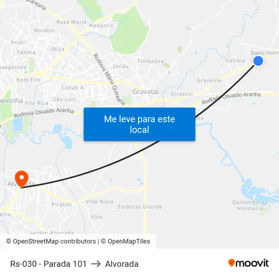 Rs-030 - Parada 101 to Alvorada map
