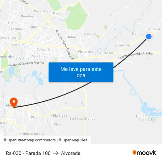 Rs-030 - Parada 100 to Alvorada map