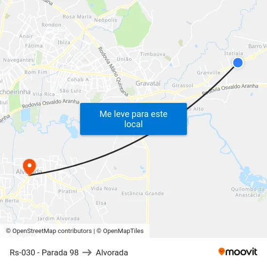 Rs-030 - Parada 98 to Alvorada map