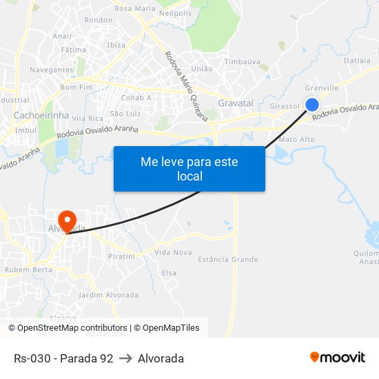 Rs-030 - Parada 92 to Alvorada map