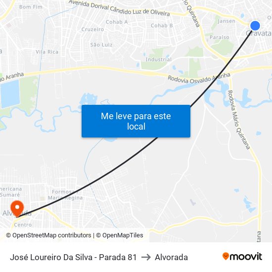 José Loureiro Da Silva - Parada 81 to Alvorada map