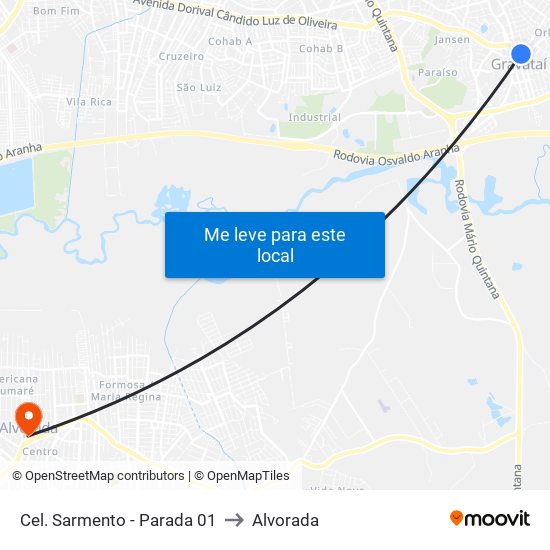 Cel. Sarmento - Parada 01 to Alvorada map