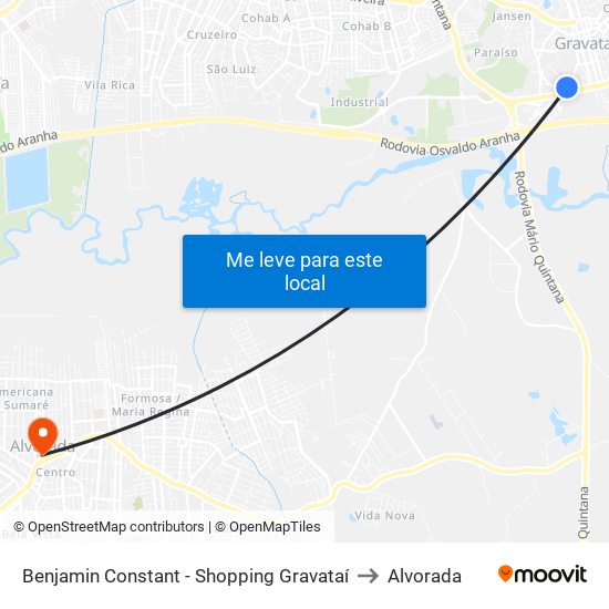 Benjamin Constant - Shopping Gravataí to Alvorada map