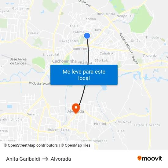 Anita Garibaldi to Alvorada map