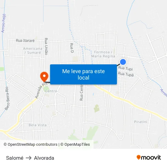 Salomé to Alvorada map