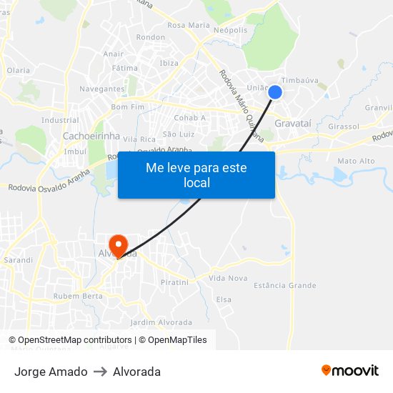 Jorge Amado to Alvorada map