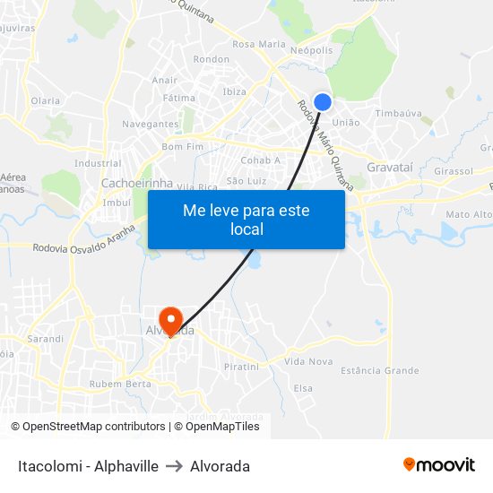 Itacolomi - Alphaville to Alvorada map