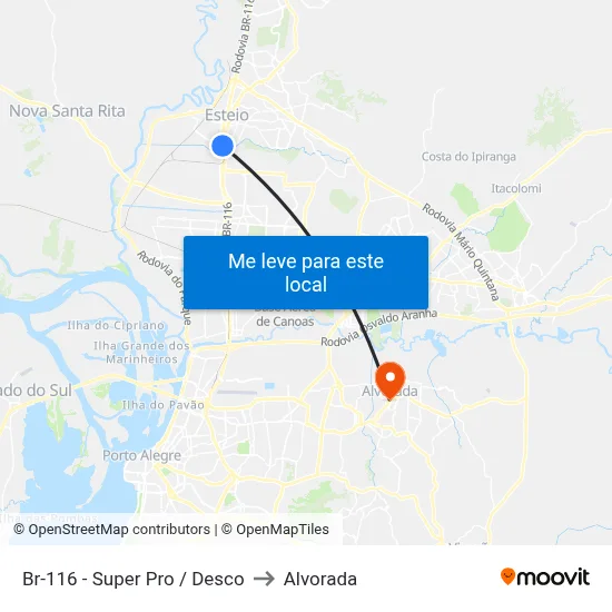 Br-116 - Super Pro / Desco to Alvorada map
