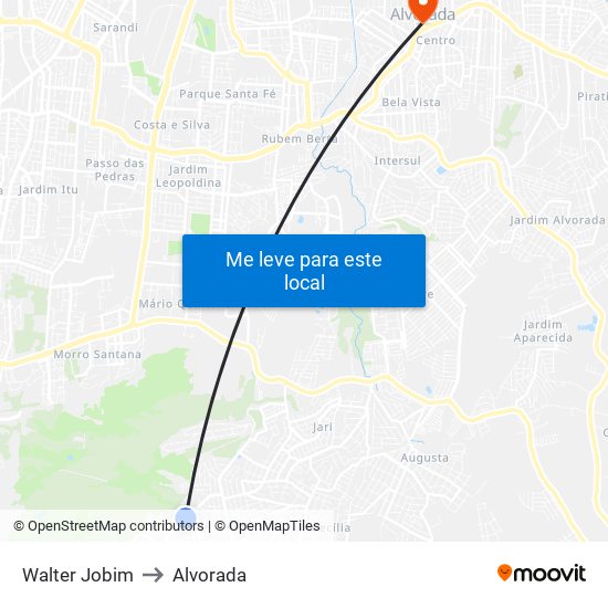 Walter Jobim to Alvorada map