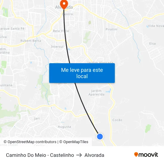 Caminho Do Meio - Castelinho to Alvorada map