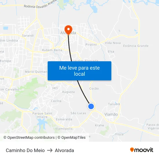 Caminho Do Meio to Alvorada map