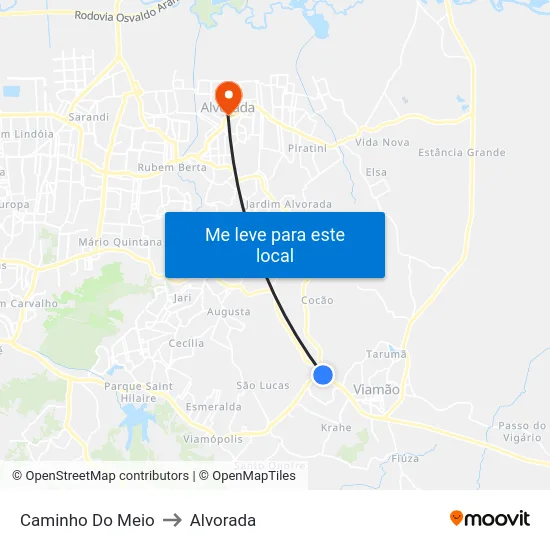 Caminho Do Meio to Alvorada map