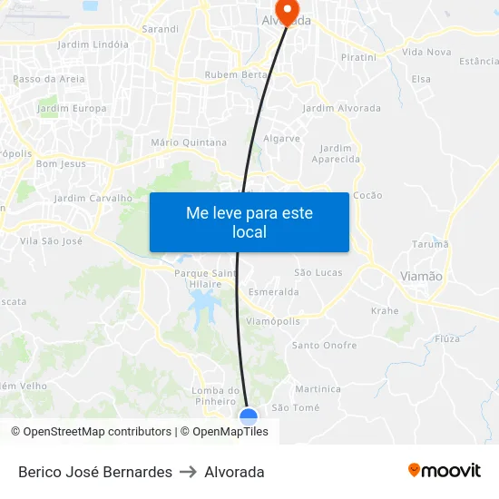 Berico José Bernardes to Alvorada map