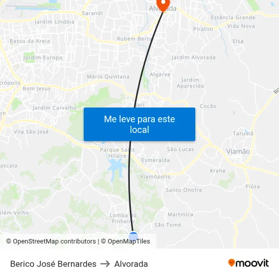 Berico José Bernardes to Alvorada map