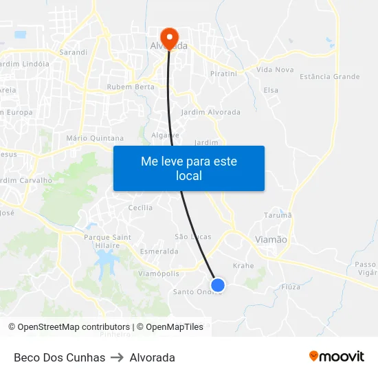 Beco Dos Cunhas to Alvorada map
