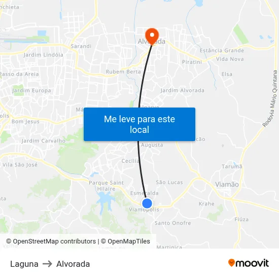 Laguna to Alvorada map
