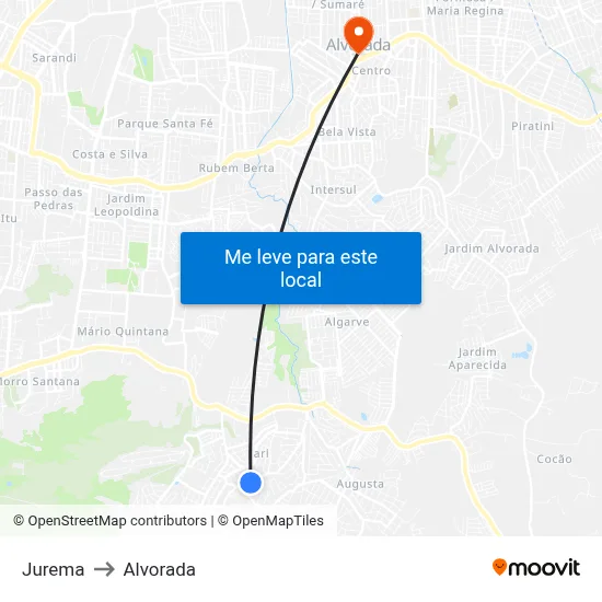 Jurema to Alvorada map