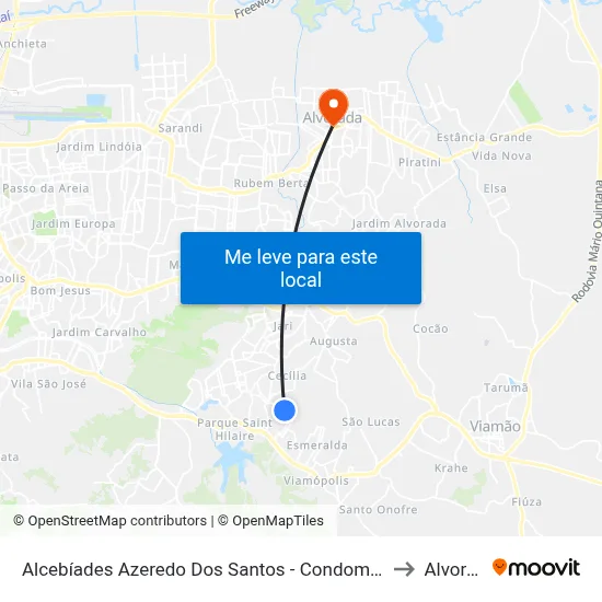 Alcebíades Azeredo Dos Santos - Condomínio Veneza to Alvorada map