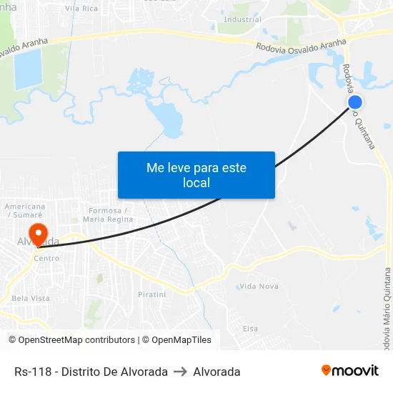 Rs-118 - Distrito De Alvorada to Alvorada map