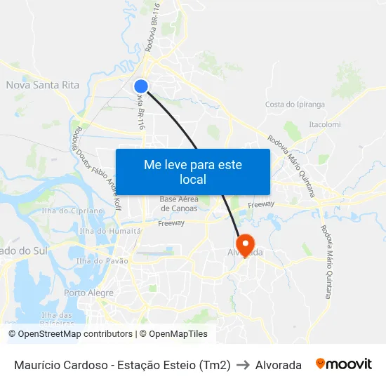 Maurício Cardoso - Estação Esteio (Tm2) to Alvorada map