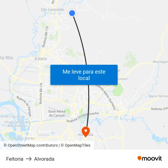 Feitoria to Alvorada map