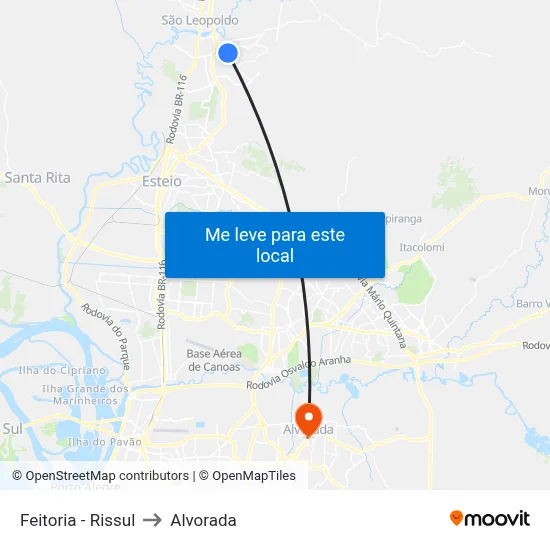 Feitoria - Rissul to Alvorada map
