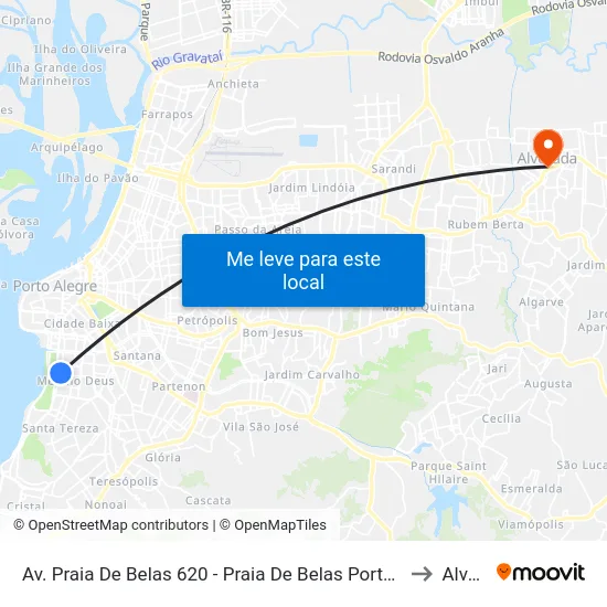 Av. Praia De Belas 620 - Praia De Belas Porto Alegre - Rs 90110-000 Brasil to Alvorada map