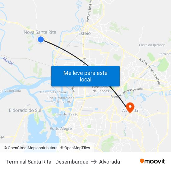 Terminal Santa Rita - Desembarque to Alvorada map