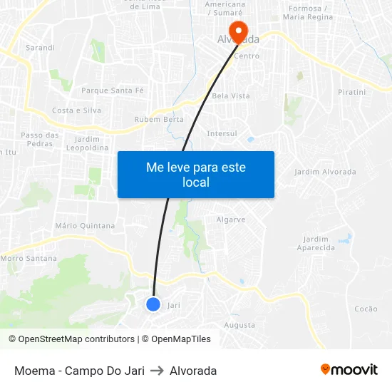 Moema - Campo Do Jari to Alvorada map