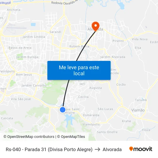 Rs-040 - Parada 31 (Divisa Porto Alegre) to Alvorada map