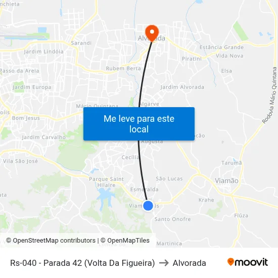 Rs-040 - Parada 42 (Volta Da Figueira) to Alvorada map