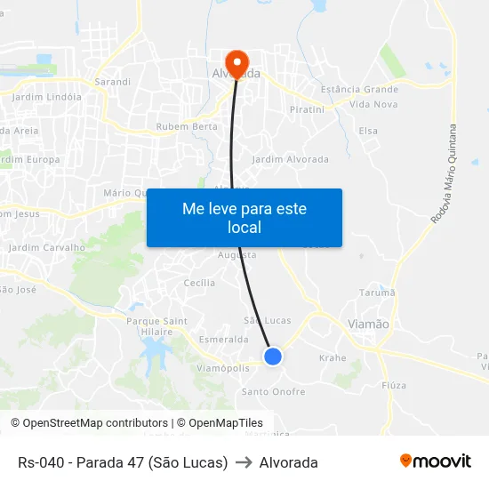 Rs-040 - Parada 47 (São Lucas) to Alvorada map
