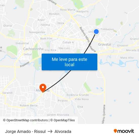 Jorge Amado - Rissul to Alvorada map