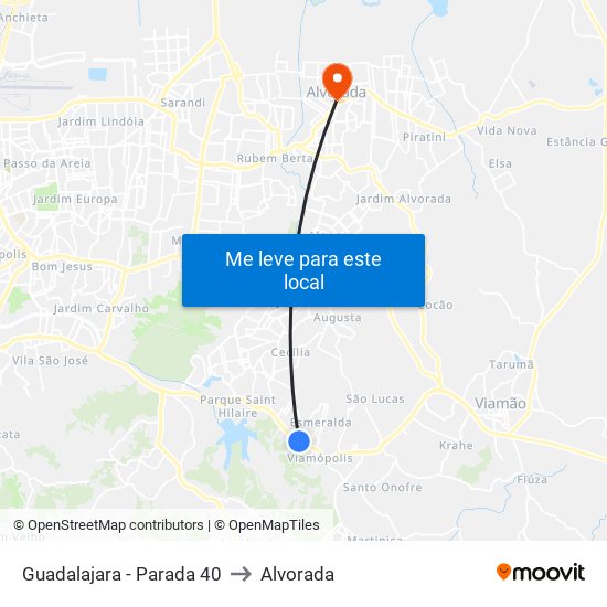 Guadalajara - Parada 40 to Alvorada map