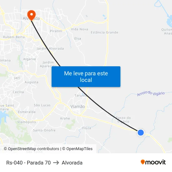 Rs-040 - Parada 70 to Alvorada map